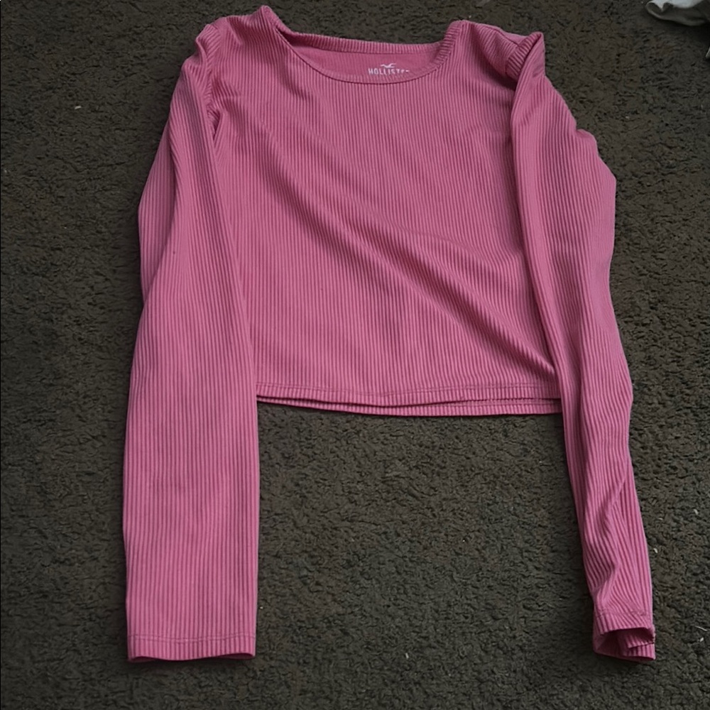 Pink Long Sleeve Ribbed Top